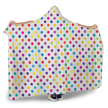 Colorful Polka Dot Pattern Print Hooded Blanket