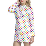 Colorful Polka Dot Pattern Print Hoodie Dress