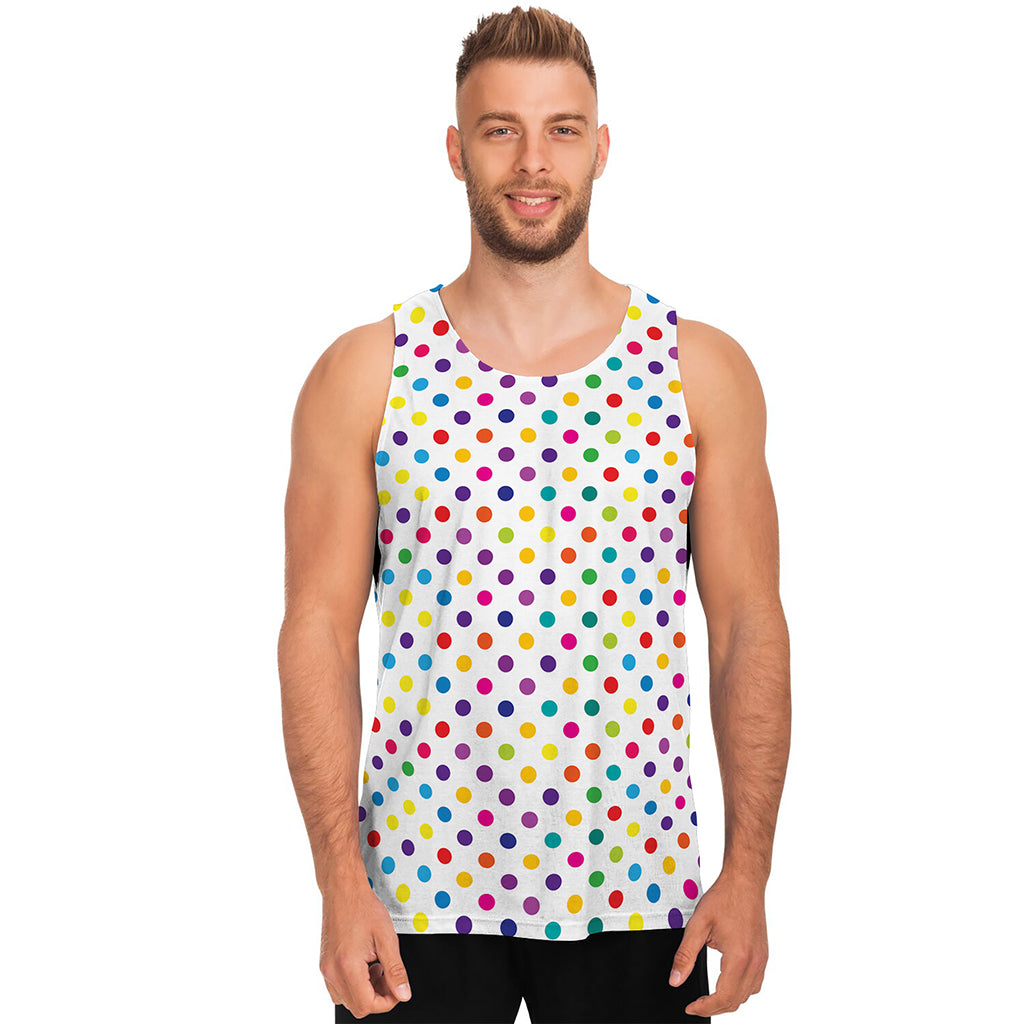 Colorful Polka Dot Pattern Print Men's Tank Top