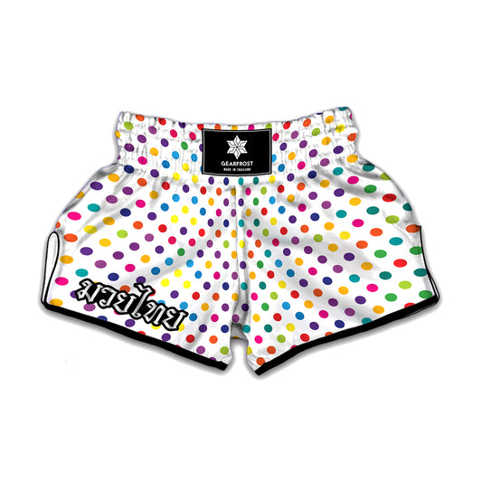 Colorful Polka Dot Pattern Print Muay Thai Boxing Shorts