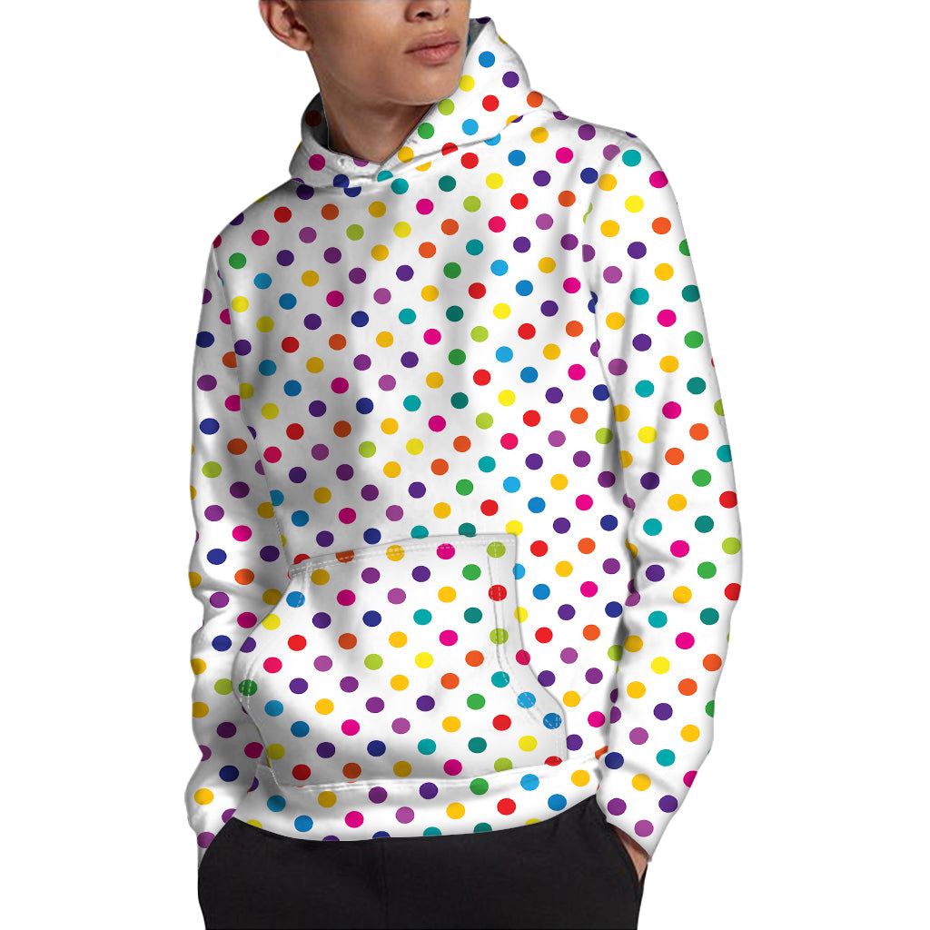 Colorful Polka Dot Pattern Print Pullover Hoodie