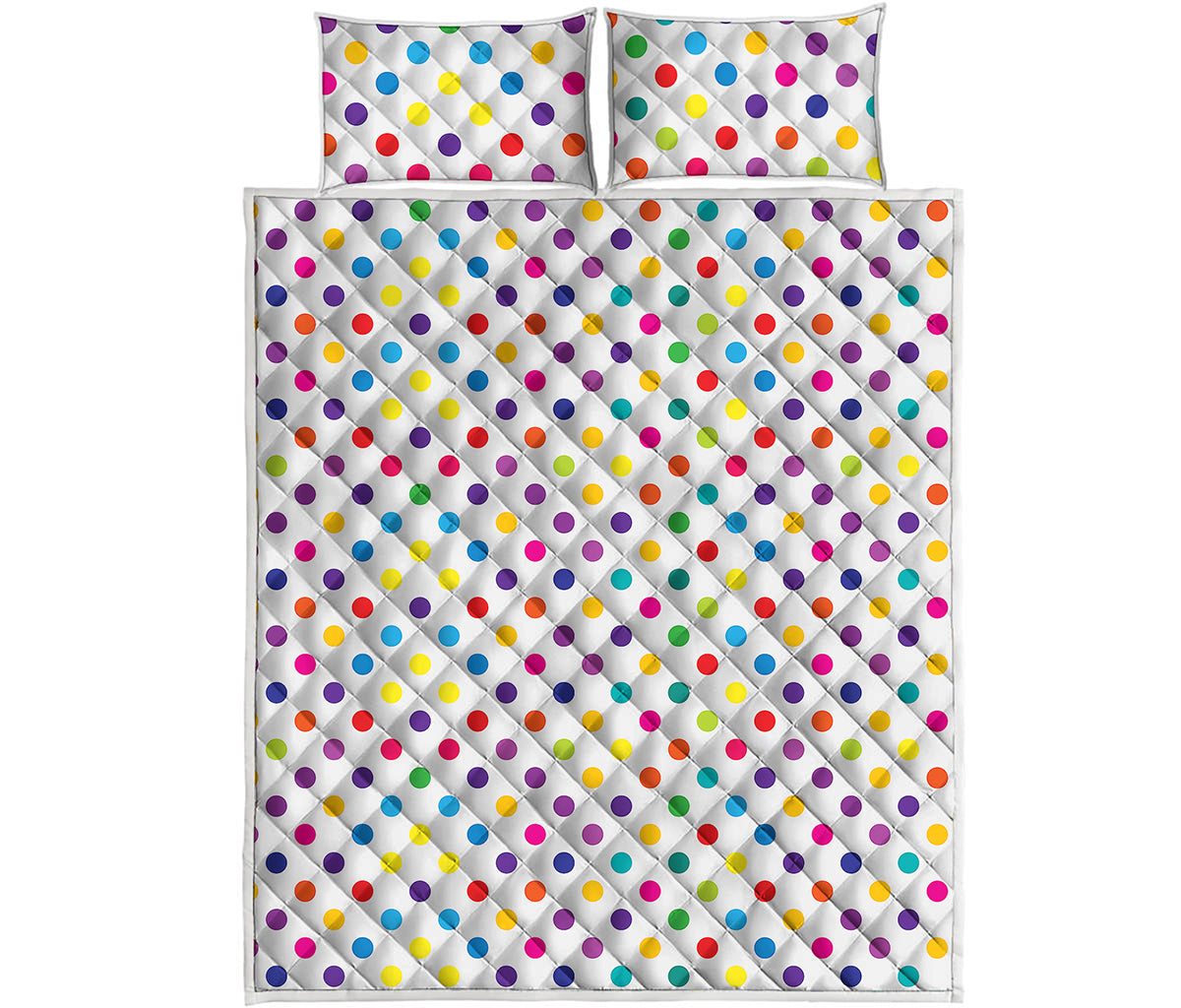 Colorful Polka Dot Pattern Print Quilt Bed Set