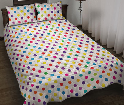Colorful Polka Dot Pattern Print Quilt Bed Set