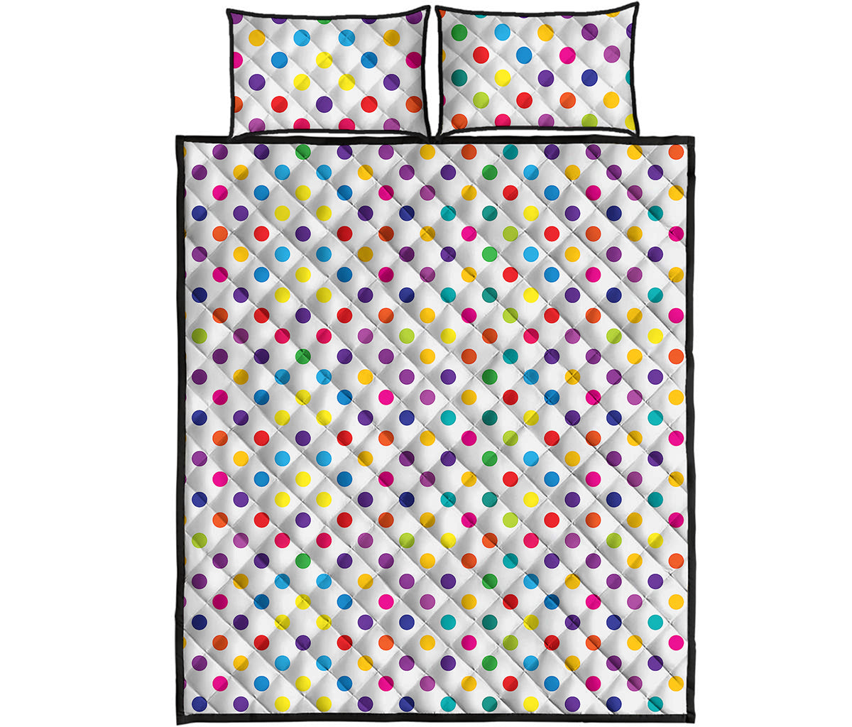 Colorful Polka Dot Pattern Print Quilt Bed Set
