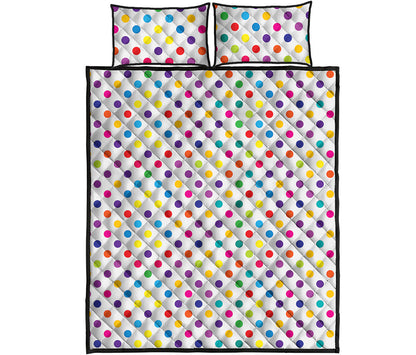 Colorful Polka Dot Pattern Print Quilt Bed Set
