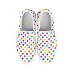 Colorful Polka Dot Pattern Print White Slip On Shoes