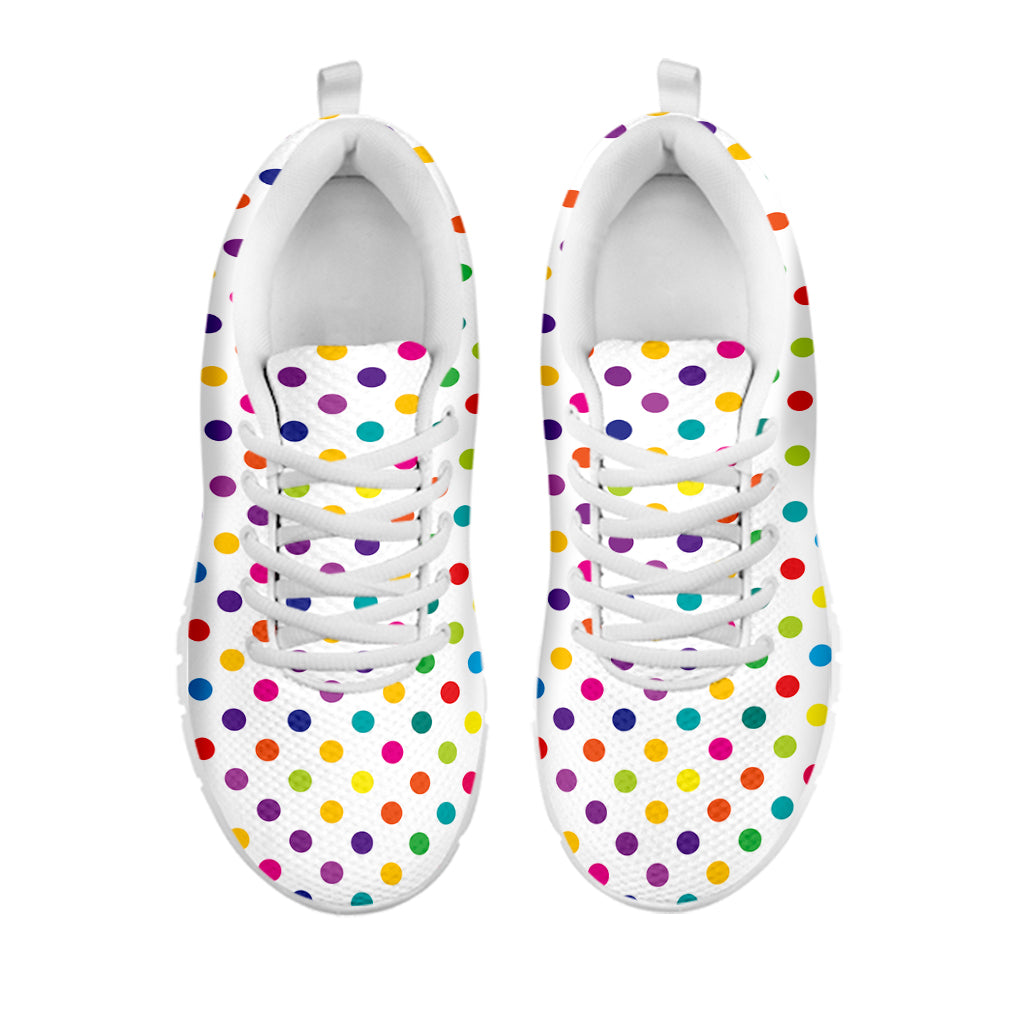 Colorful Polka Dot Pattern Print White Sneakers