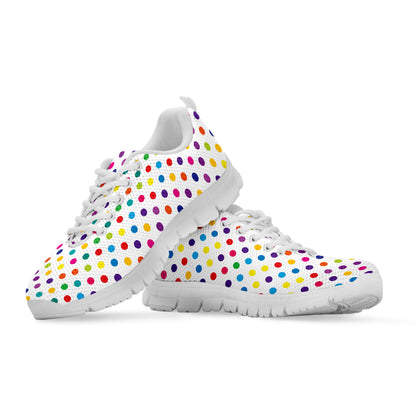 Colorful Polka Dot Pattern Print White Sneakers