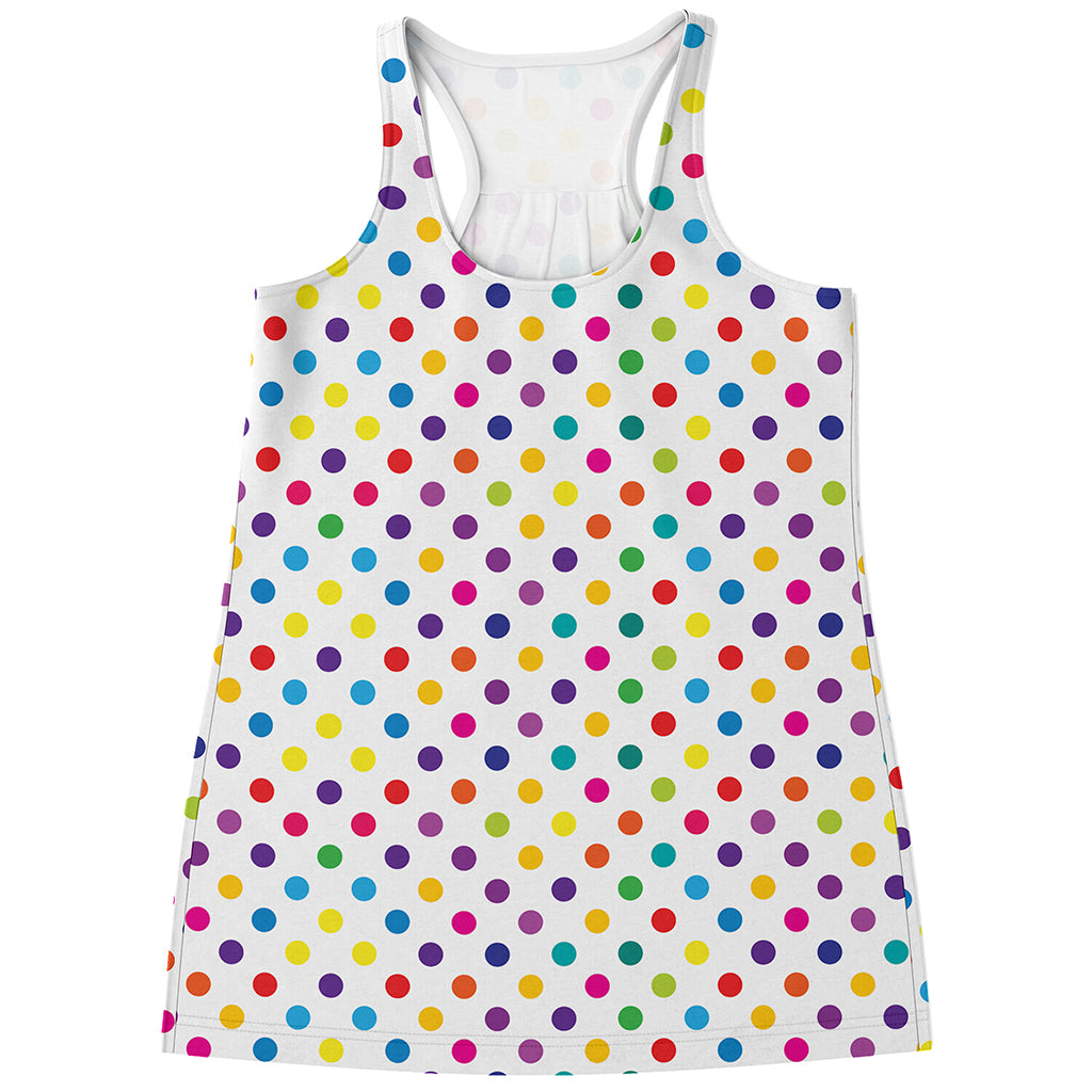 Colorful Polka Dot Pattern Print Women's Racerback Tank Top