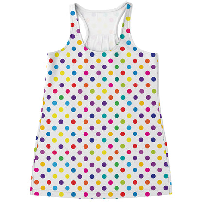 Colorful Polka Dot Pattern Print Women's Racerback Tank Top