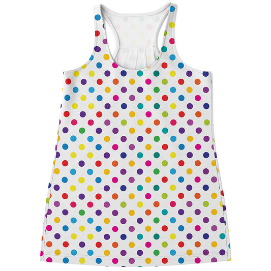 Colorful Polka Dot Pattern Print Women's Racerback Tank Top