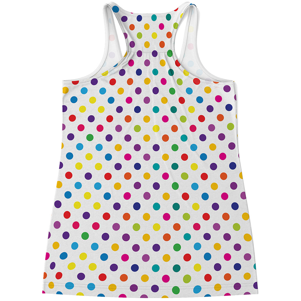 Colorful Polka Dot Pattern Print Women's Racerback Tank Top