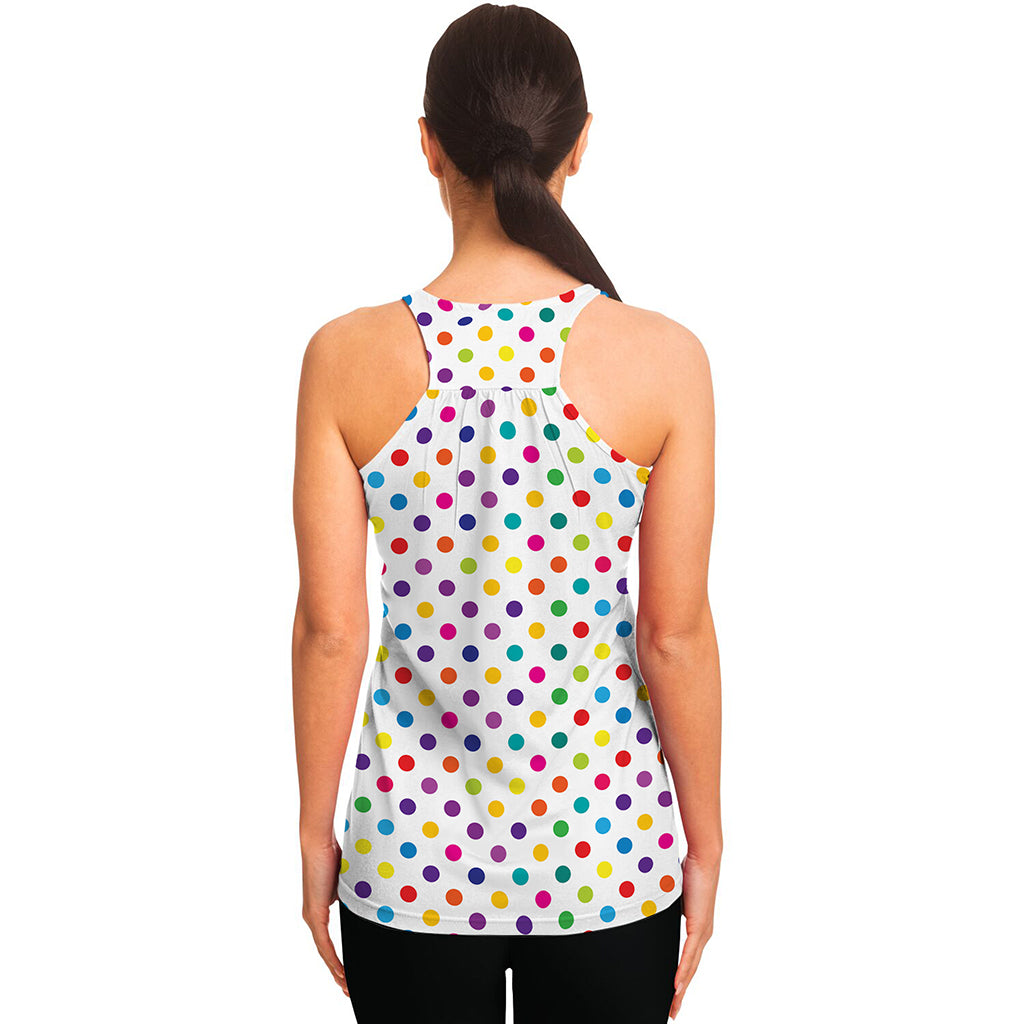 Colorful Polka Dot Pattern Print Women's Racerback Tank Top