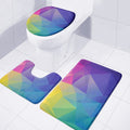 Colorful Polygonal Geometric Print 3 Piece Bath Mat Set