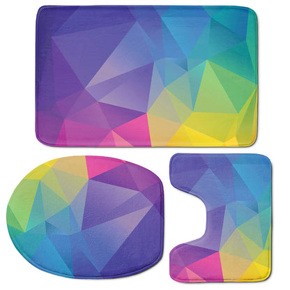 Colorful Polygonal Geometric Print 3 Piece Bath Mat Set