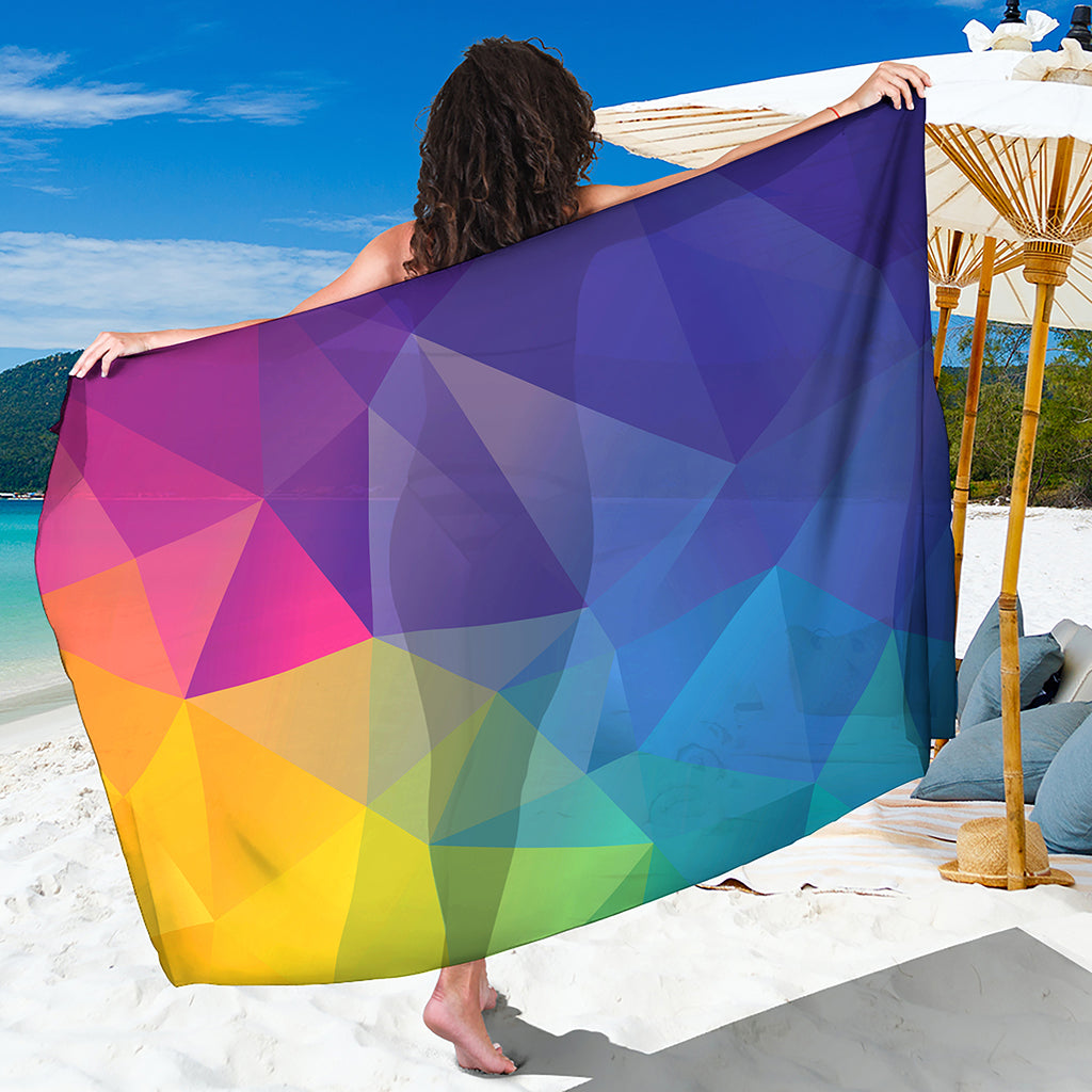 Colorful Polygonal Geometric Print Beach Sarong Wrap