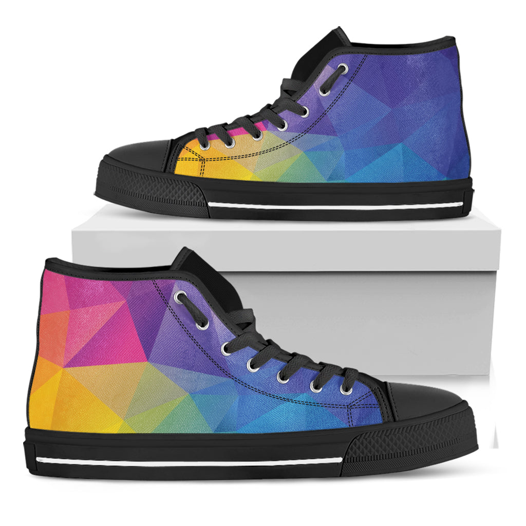 Colorful Polygonal Geometric Print Black High Top Shoes