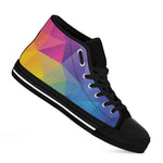 Colorful Polygonal Geometric Print Black High Top Shoes