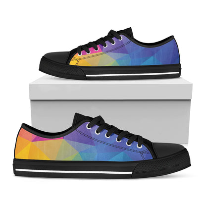 Colorful Polygonal Geometric Print Black Low Top Shoes