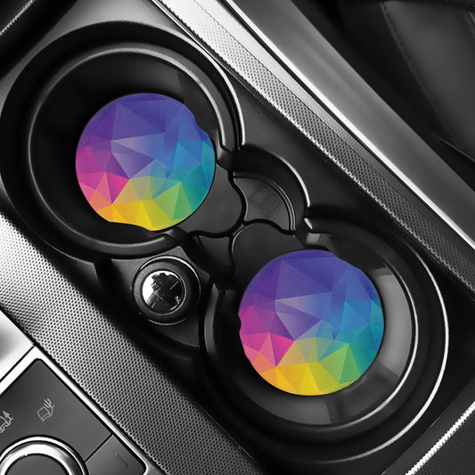 Colorful Polygonal Geometric Print Car Coasters