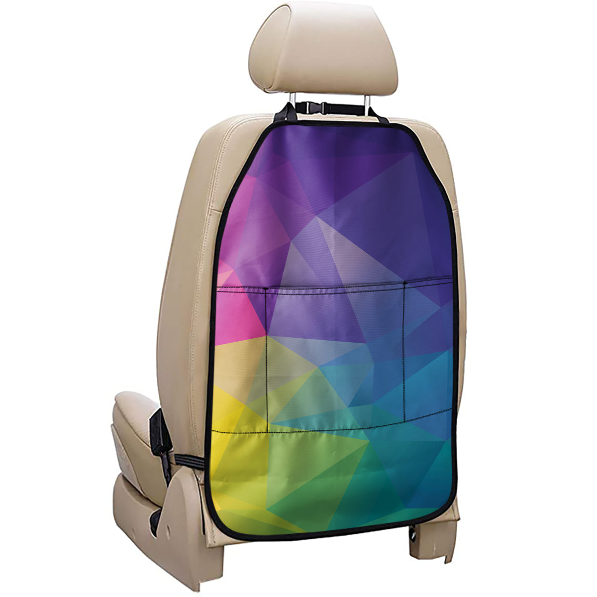Colorful Polygonal Geometric Print Car Seat Organizers