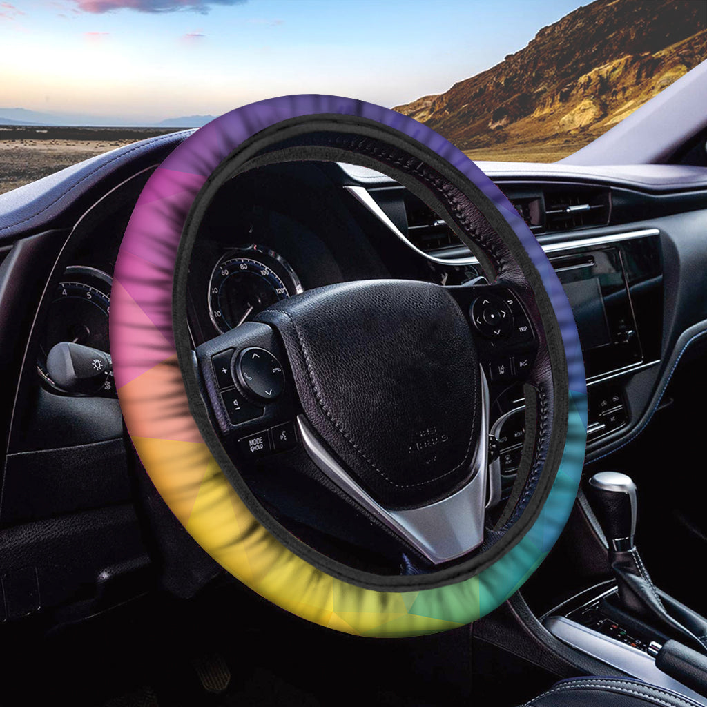 Colorful Polygonal Geometric Print Car Steering Wheel Cover