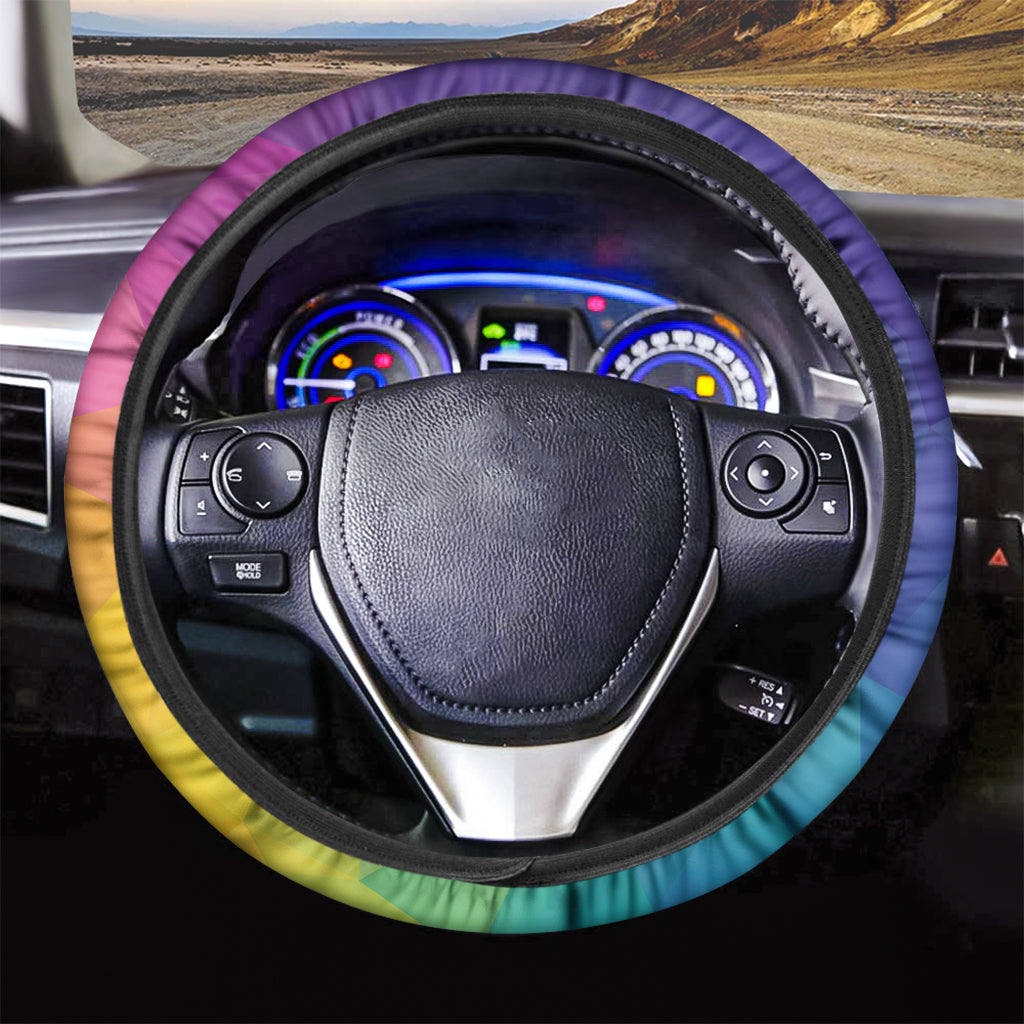 Colorful Polygonal Geometric Print Car Steering Wheel Cover