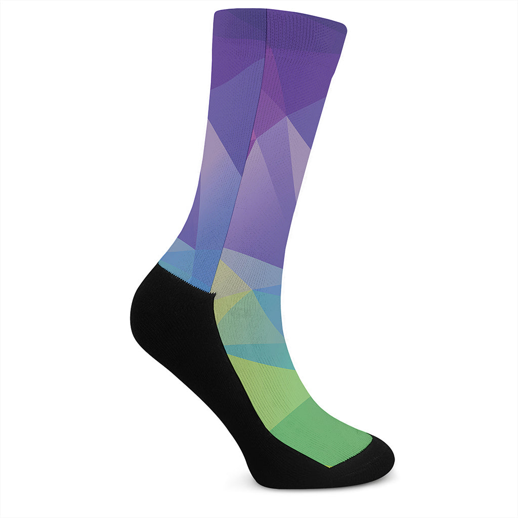 Colorful Polygonal Geometric Print Crew Socks