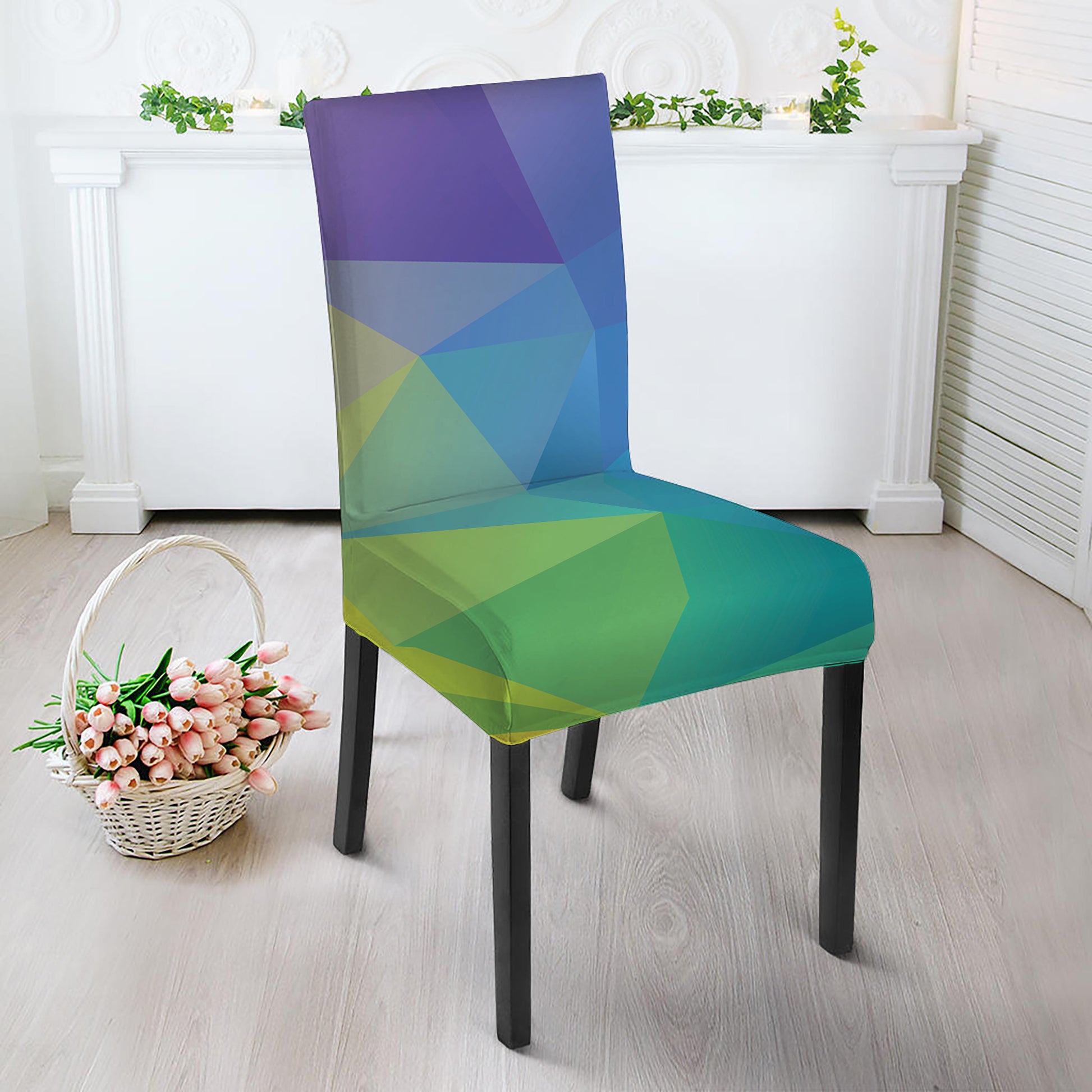 Colorful Polygonal Geometric Print Dining Chair Slipcover