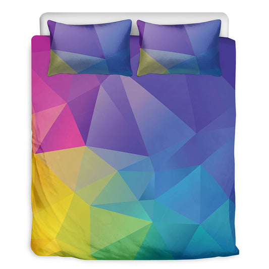 Colorful Polygonal Geometric Print Duvet Cover Bedding Set