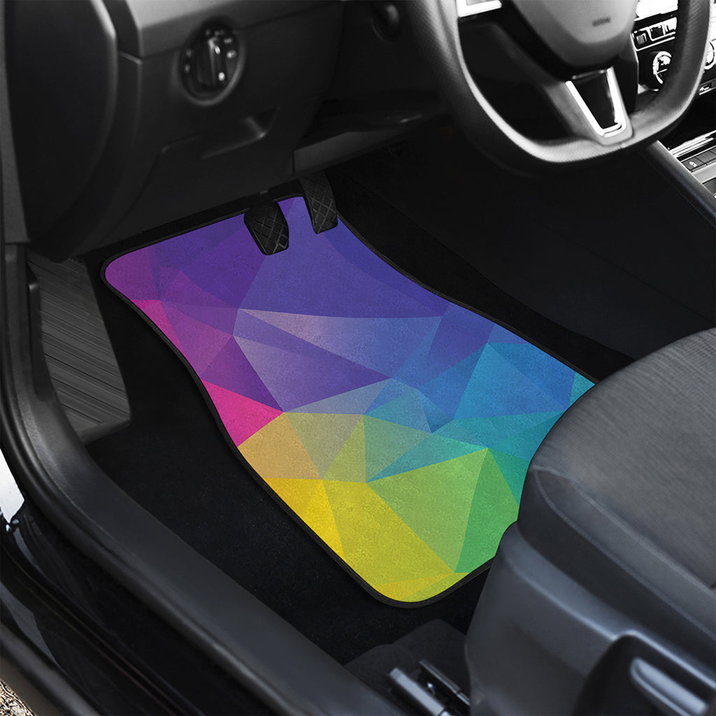 Colorful Polygonal Geometric Print Front and Back Car Floor Mats