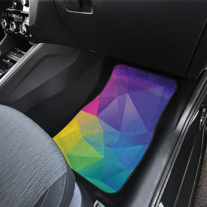 Colorful Polygonal Geometric Print Front and Back Car Floor Mats