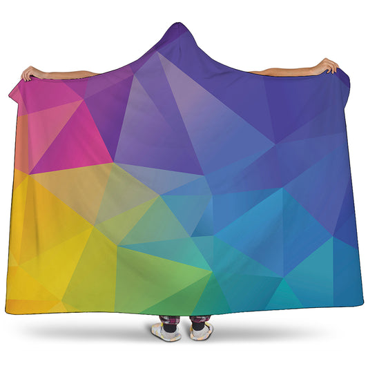 Colorful Polygonal Geometric Print Hooded Blanket