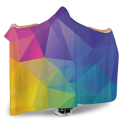 Colorful Polygonal Geometric Print Hooded Blanket