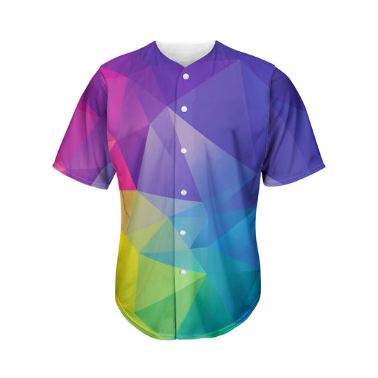 Colorful Polygonal Geometric Print Men's Baseball Jersey