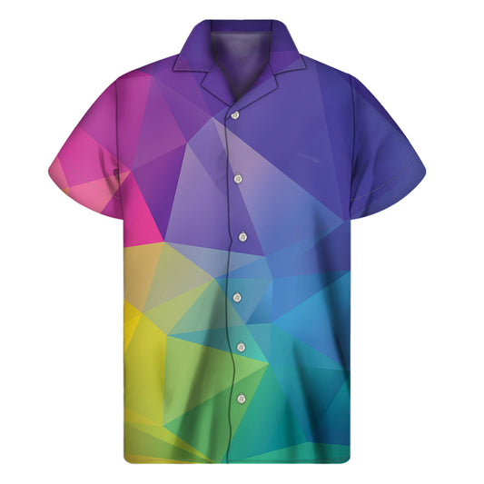 Colorful Polygonal Geometric Print Men's Short Sleeve Shirt