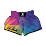 Colorful Polygonal Geometric Print Muay Thai Boxing Shorts