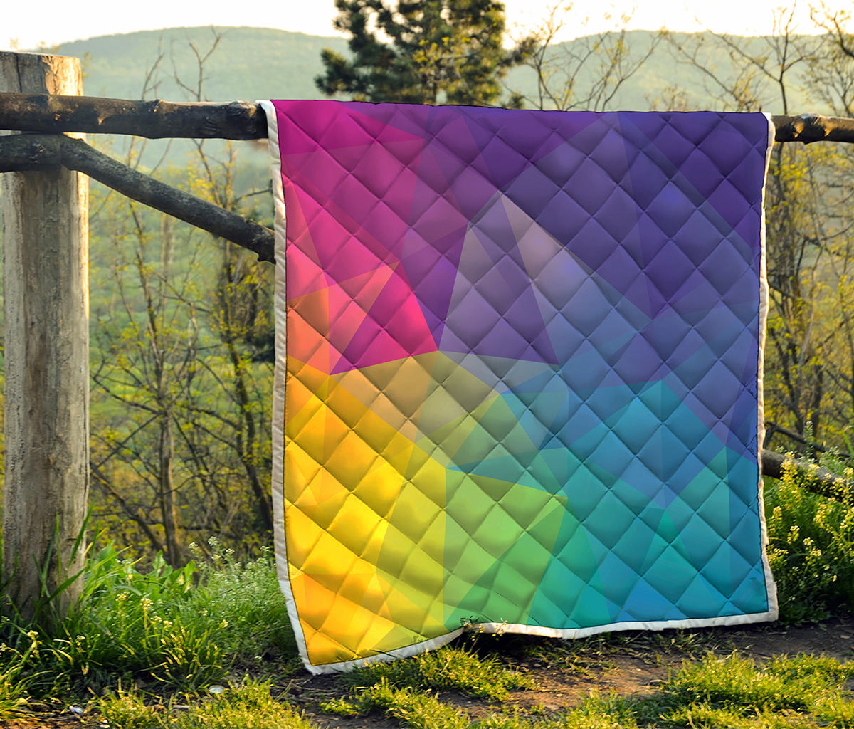 Colorful Polygonal Geometric Print Quilt