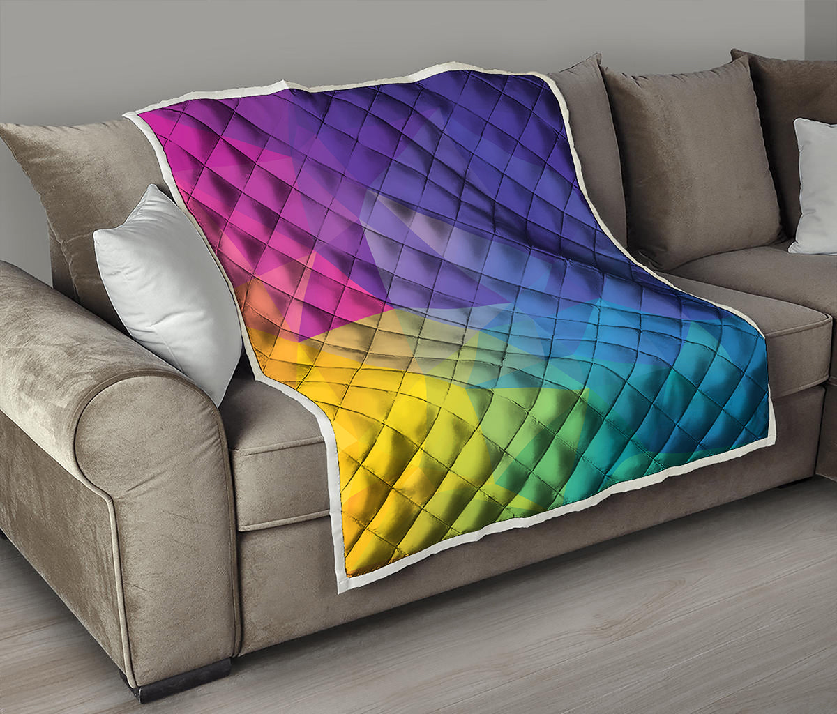 Colorful Polygonal Geometric Print Quilt