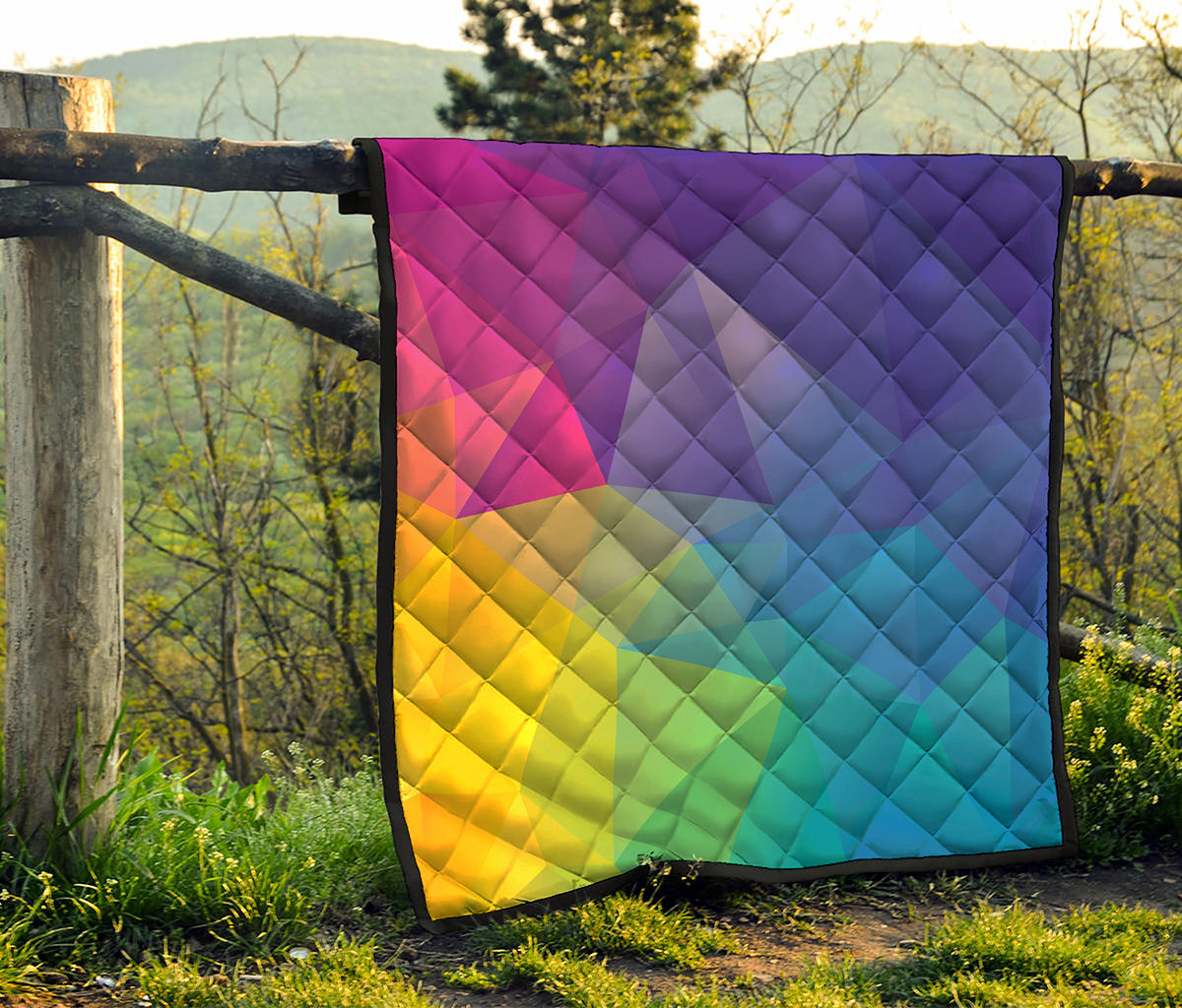 Colorful Polygonal Geometric Print Quilt