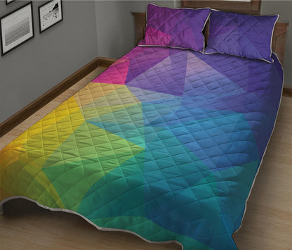 Colorful Polygonal Geometric Print Quilt Bed Set