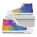 Colorful Polygonal Geometric Print White High Top Sneakers