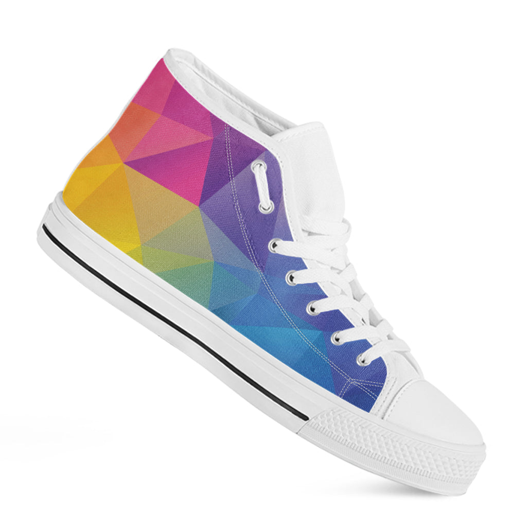 Colorful Polygonal Geometric Print White High Top Shoes