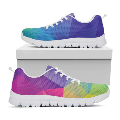 Colorful Polygonal Geometric Print White Sneakers