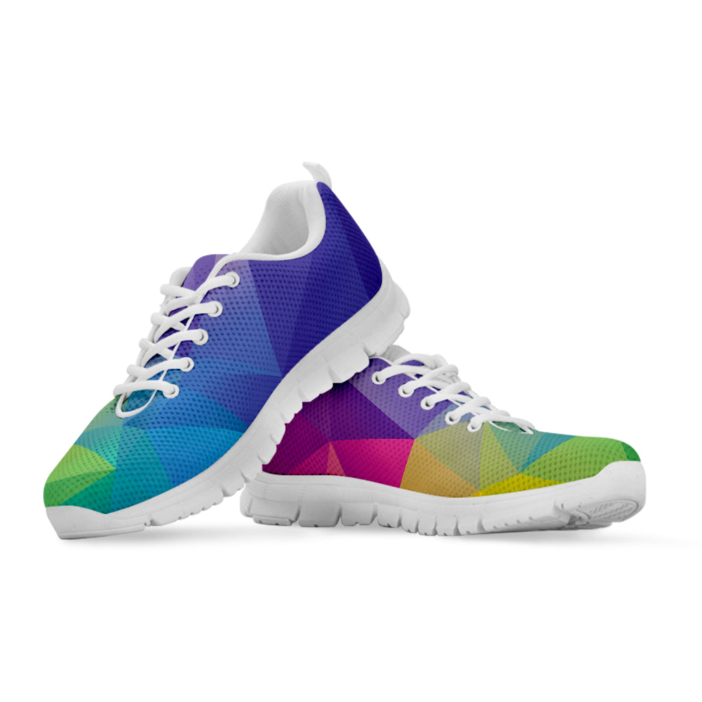 Colorful Polygonal Geometric Print White Sneakers