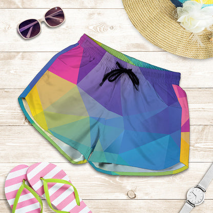 Colorful Polygonal Geometric Print Women's Shorts