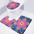 Colorful Psychedelic Kaleidoscope Print 3 Piece Bath Mat Set