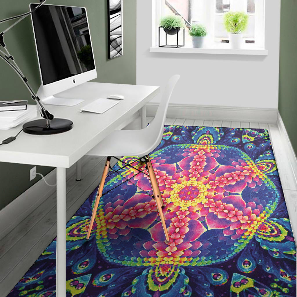 Colorful Psychedelic Kaleidoscope Print Area Rug