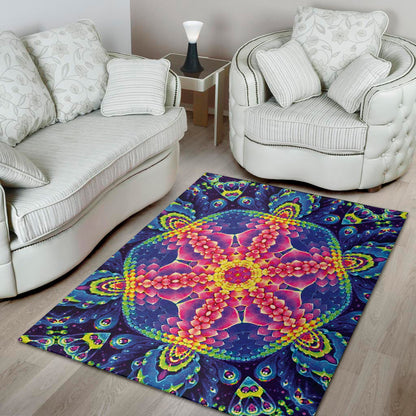 Colorful Psychedelic Kaleidoscope Print Area Rug