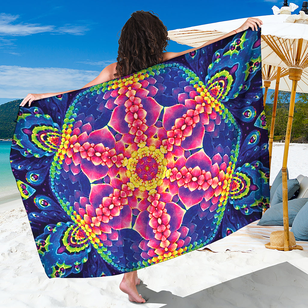 Colorful Psychedelic Kaleidoscope Print Beach Sarong Wrap